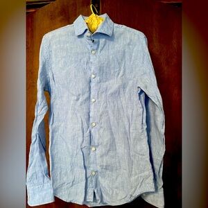 Murano Light Blue Linen Button-Down Shirt by Baird McNutt. Boy/Teen size Small.